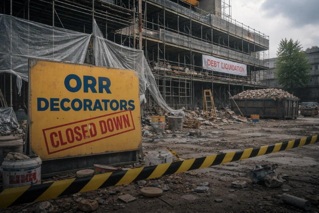 Orr Decorators collapse site showing impact of company shutdown