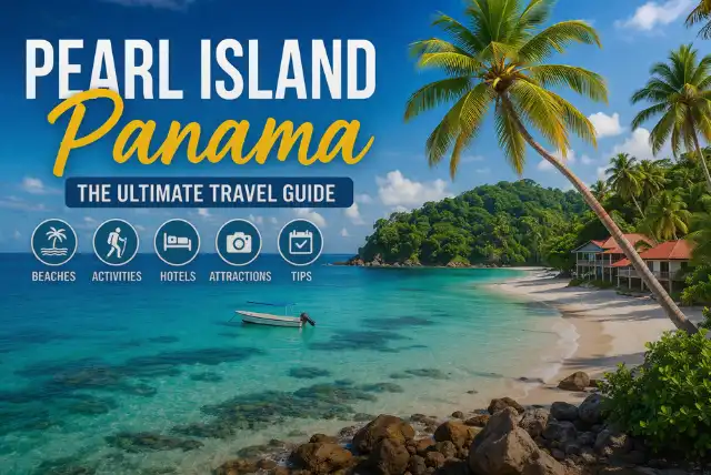 Pearl Island Panama travel guide showing beautiful beach and clear water