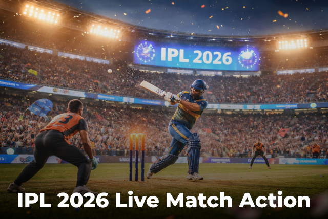 IPL 2026 live match with players and crowd