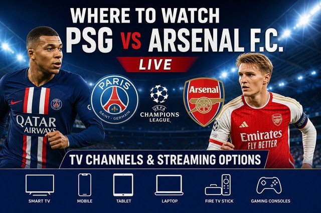 Where to watch PSG vs Arsenal F.C. live during the UEFA Champions League final