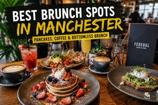 Best brunch Manchester café serving pancakes and coffee