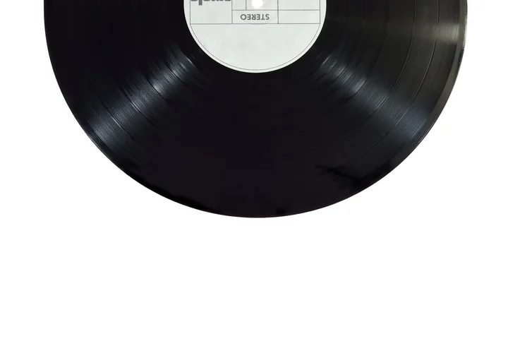 A vinyl record on a white background