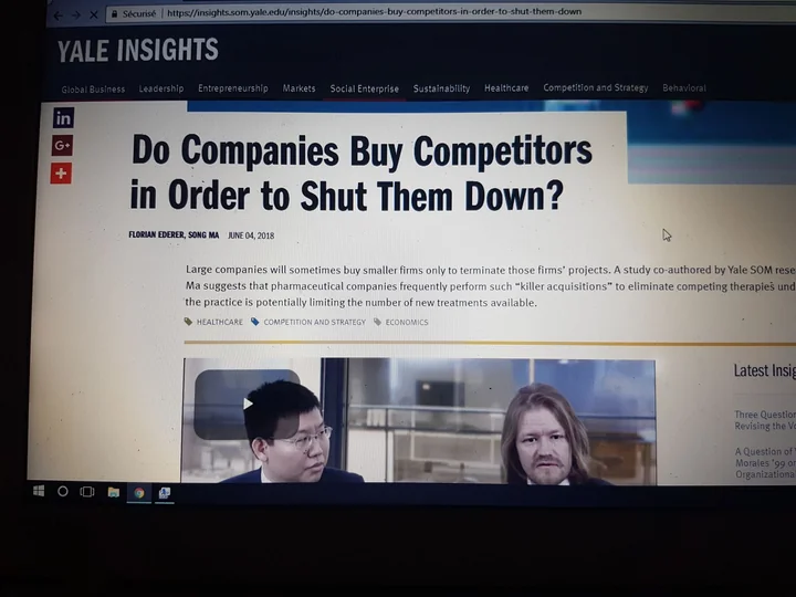 A laptop screen showing an article page