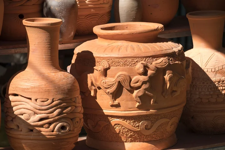 Terracotta urns and decorated pots