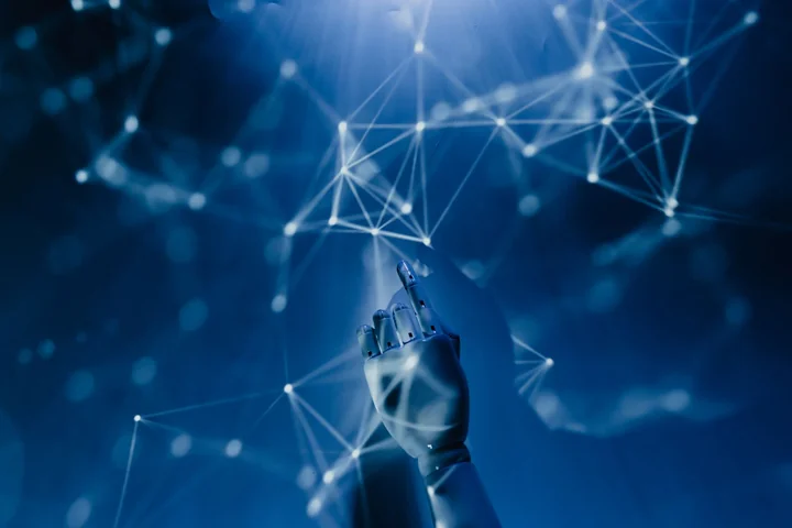 An abstract blue network graphic